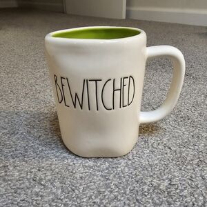 Rae Dunn BEWITCHED Ceramic Mug White & Bright Green
